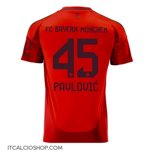 Bayern Munich Aleksandar Pavlovic #45 Prima Maglia 2024-25 Manica Corta Bayern Munich Aleksandar Pavlovic #45 Prima Maglia 2024-25 Manica Corta